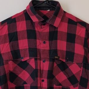 Lee Red and Black Plaid Button-Down Work Shirt